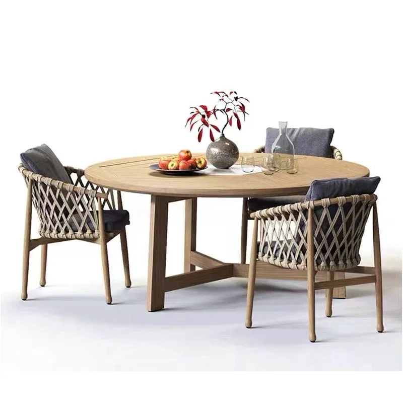 

Outdoor villa courtyard table and chair leisure garden afternoon tea one table and six chairs combination