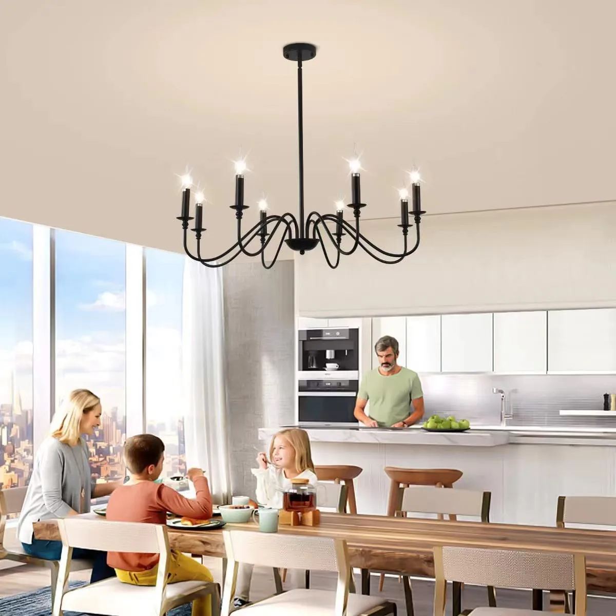 アメリカンカントリーレトロゴールドブラックキャンドルシャンデリアシンプルファッションアイアンシャンデリアハンギングレストランルーム装飾照明