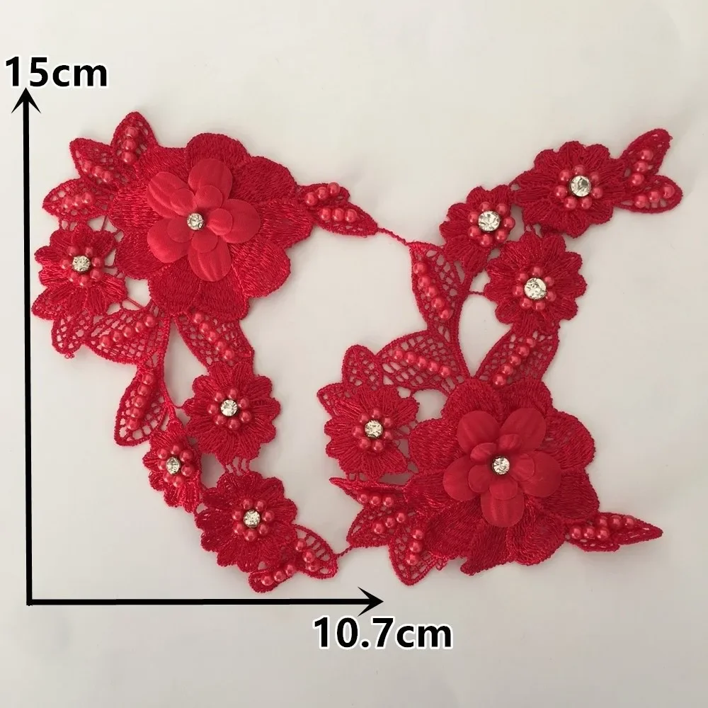 New arrival 3D flower polyester lace fabric embroidery lace collar shoes flower DIY ABS pearl sewing clothing accessories