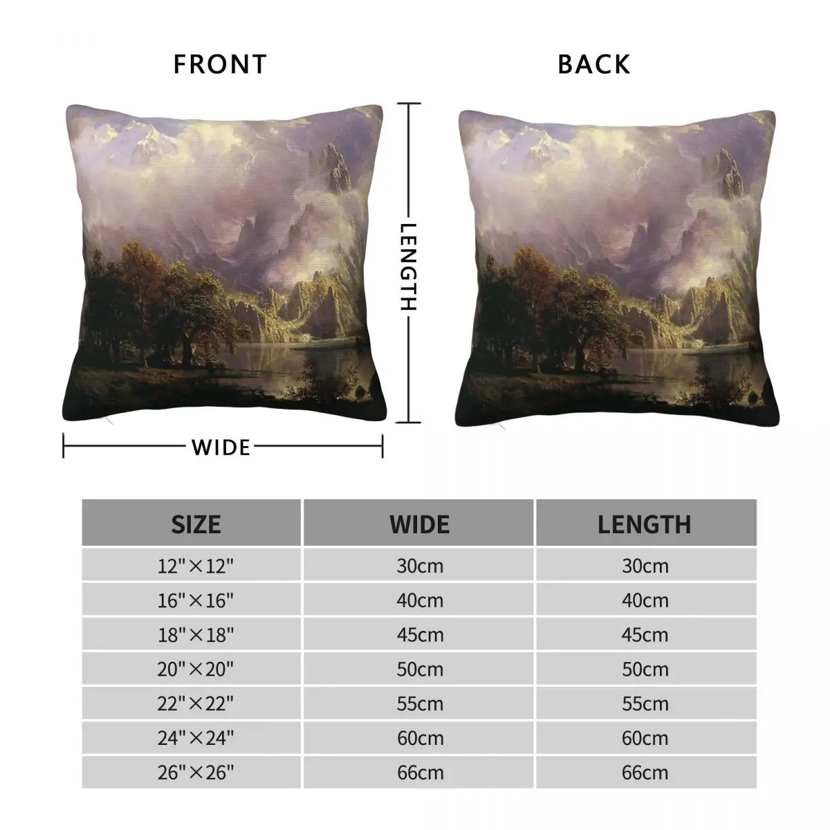 Albert Bierstadt Rocky Mountain Lander's Peak Pillowcase Polyester Linen Velvet Pattern Zip Throw Pillow Case Room Cushion Case