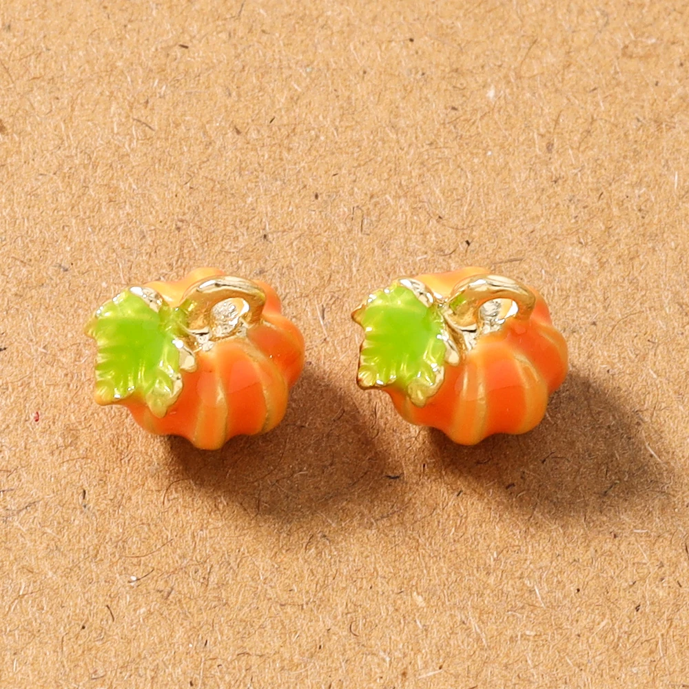 5pcs Cute Enamel 3D Pumpkin Charms Pendants for Necklace Earrings Bracelet DIY Handmade Jewelry Accessories Supplies