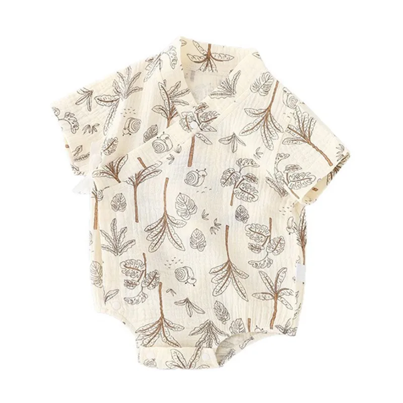 

Baby Boys Girls Bodysuit Newborn Summer Clothes Muslin Cotton Jumpsuit Short Sleeves Romper 0-24 Months