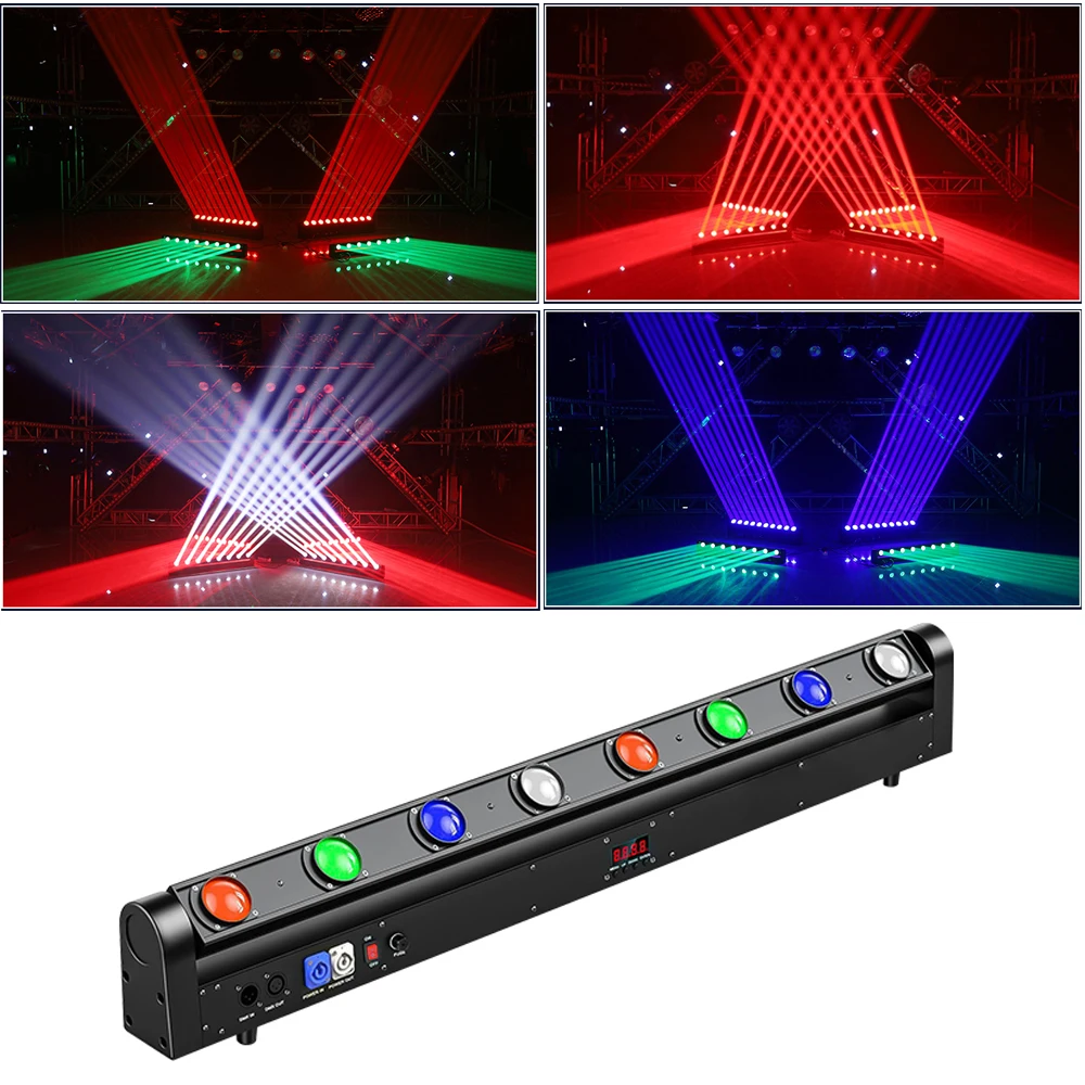 

8 Eyes LED Moving Head Beam Lights RGBW 4in1 Disco Stage Lighting For Wedding Performance Professional Dj Bar Stage Equipment