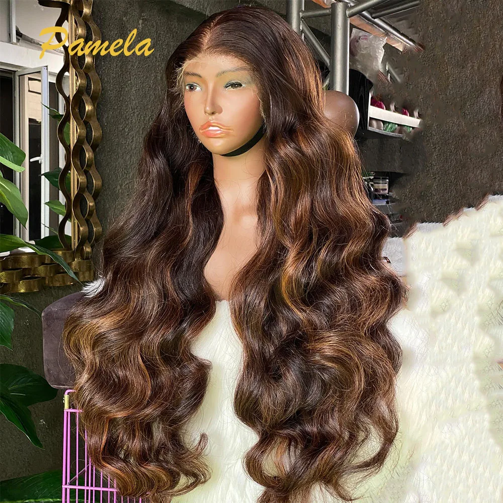 Honey Blonde Loose Wave Ombre 4 30 Colored 250% Density 13x6 HD Transparent Lace Front Pre Plucked Human Hair Wigs Ready To Go