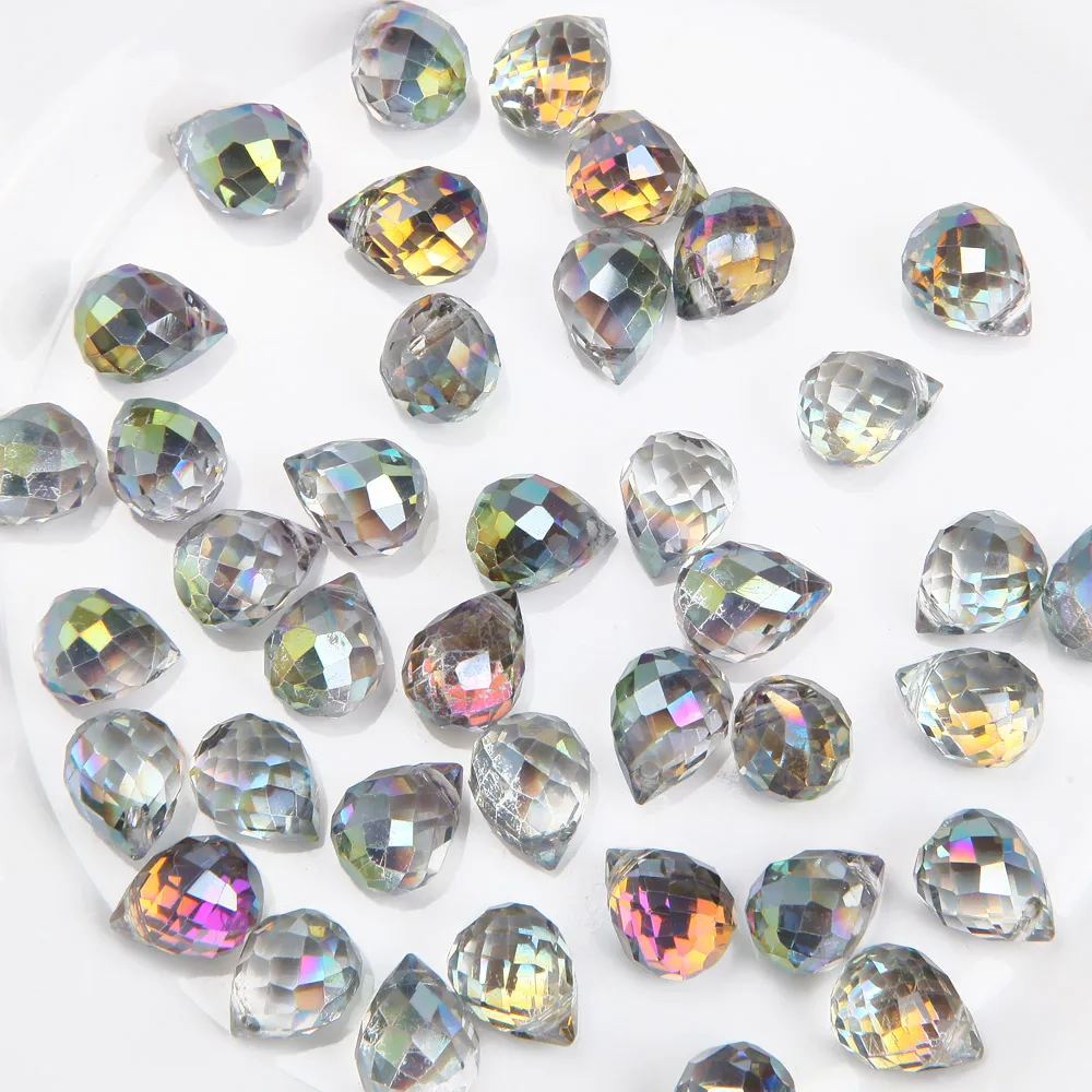 20PCS 8*10mm Faceted Shine Droplet Shape Glass Crystal Necklace Pendant Charms for Jewelry Making Bracelets Diy Accessories