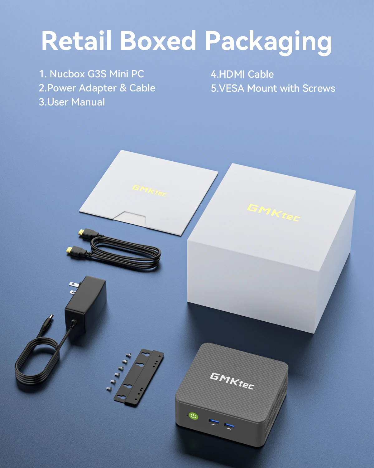 GMKtec G3S Mini PC Intel N95 3.4GHz Dual DDR4 Dual M.2 SSD 4K Dual HDMI WiFi 5 BT5.0 Gigabit LAN Desktop Computer