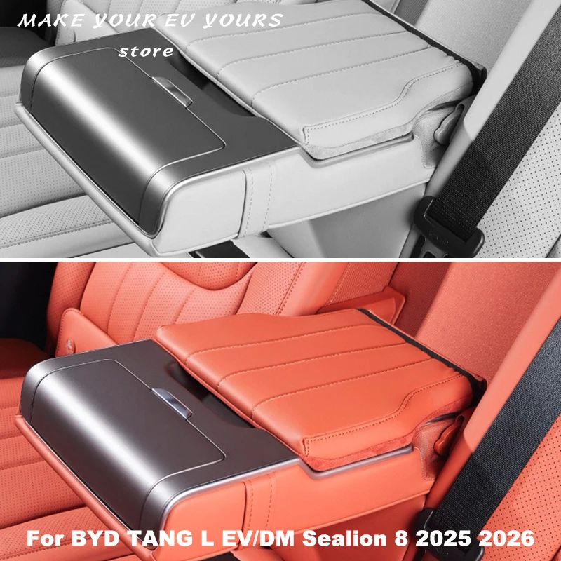 For BYD TANG L EV/DM Sealion 8 2025 2026 Rear Armrest Leather Scratch Resistant Protective Cover Interior Accessories