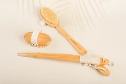 Wooden Detachable Long Handle Shower Body Brush Bathing Massage Back Body Exfoliating Brush Bathroom Wash Brush Bath Tools
