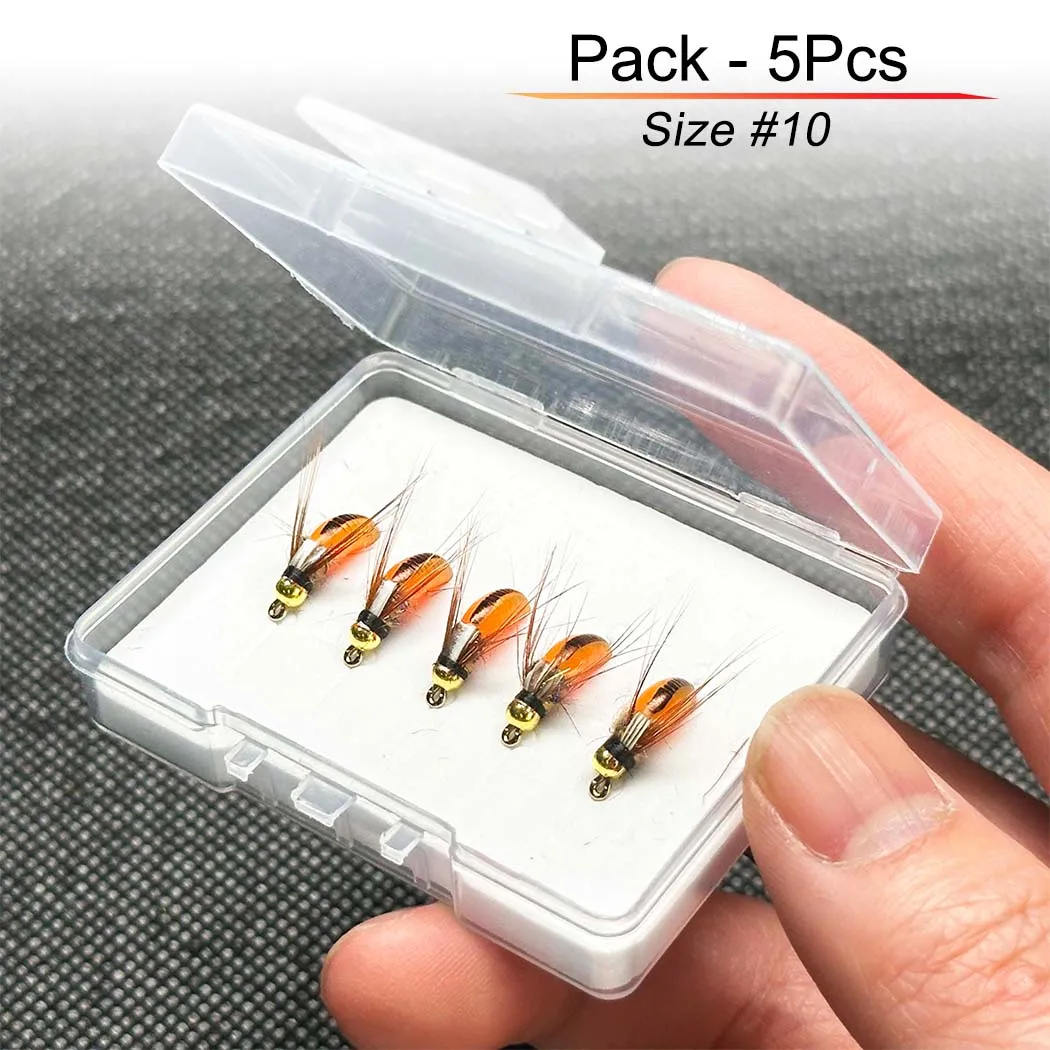 5/10Pcs Nass Fliegen Köder Fliegen Angeln für Bass Forelle Hecht Lachs Messing Kopf Caddis Nymph Angeln köder Künstliche Insekten Köder