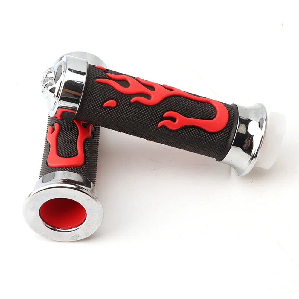 1 Pair Motorcycle Handlebar Modification Accessories Universal Skull Flame Gel Grips Rubber End Grips for Motorcycle Handlebars