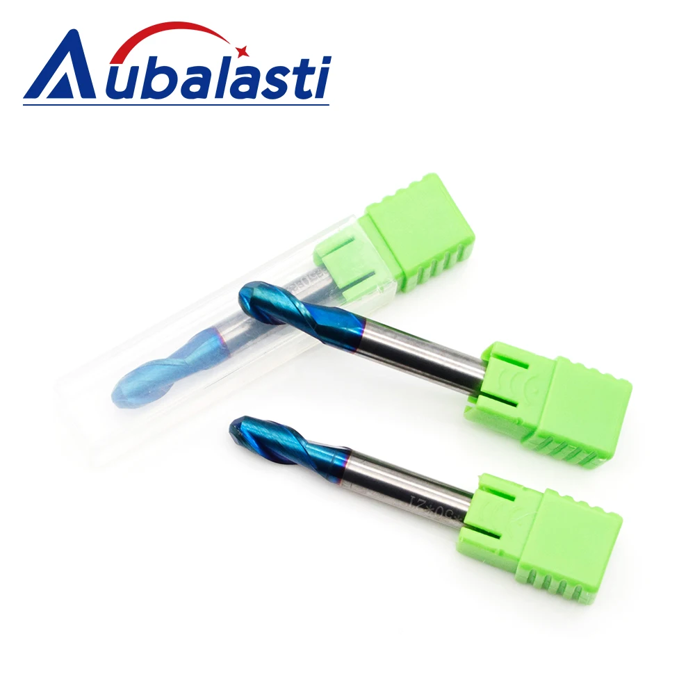 Aubalasti HRC65 2 Flutes Ball Nose End Mill Milling Cutter CNC Router Bits Tools CNC Milling Cutter Bits for Metal Cutting
