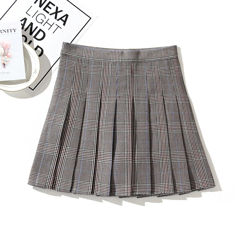 Blue Plaid Pleated Skirt with High Waist Autumn Girls Mini Saia Preta Korean Fashion Clothing Y2k Kawaii Short Skirts for Women