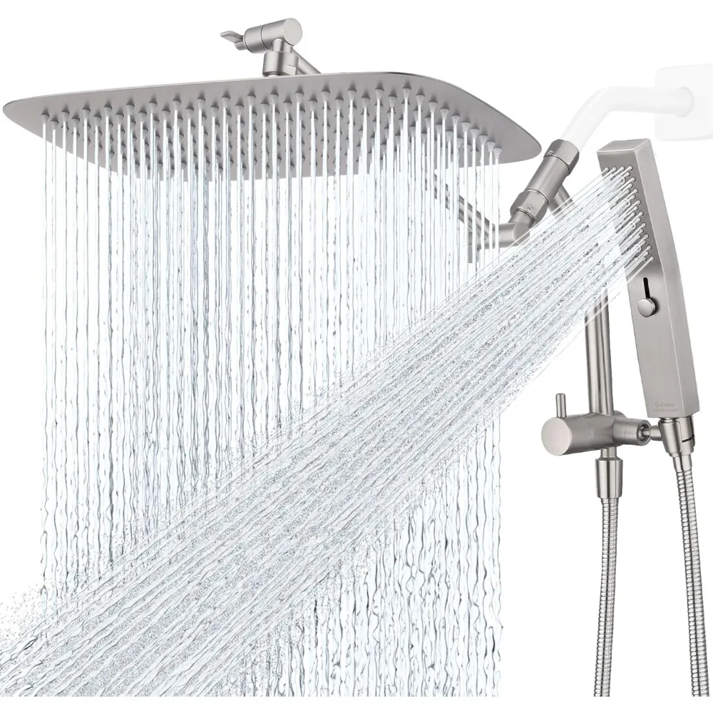 

All Metal Shower Head with Massage Mode Handheld, Rain Shower Head with Handheld Spray Combo, 3-Way Diverter with Pause Setting