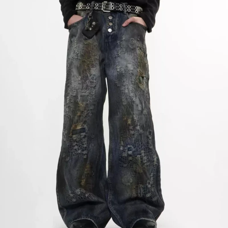 

Джинсы в американском уличном стиле, высококачественные, с эффектом потертости и дырками, унисекс, прямого кроя, с нашивками, полной длины