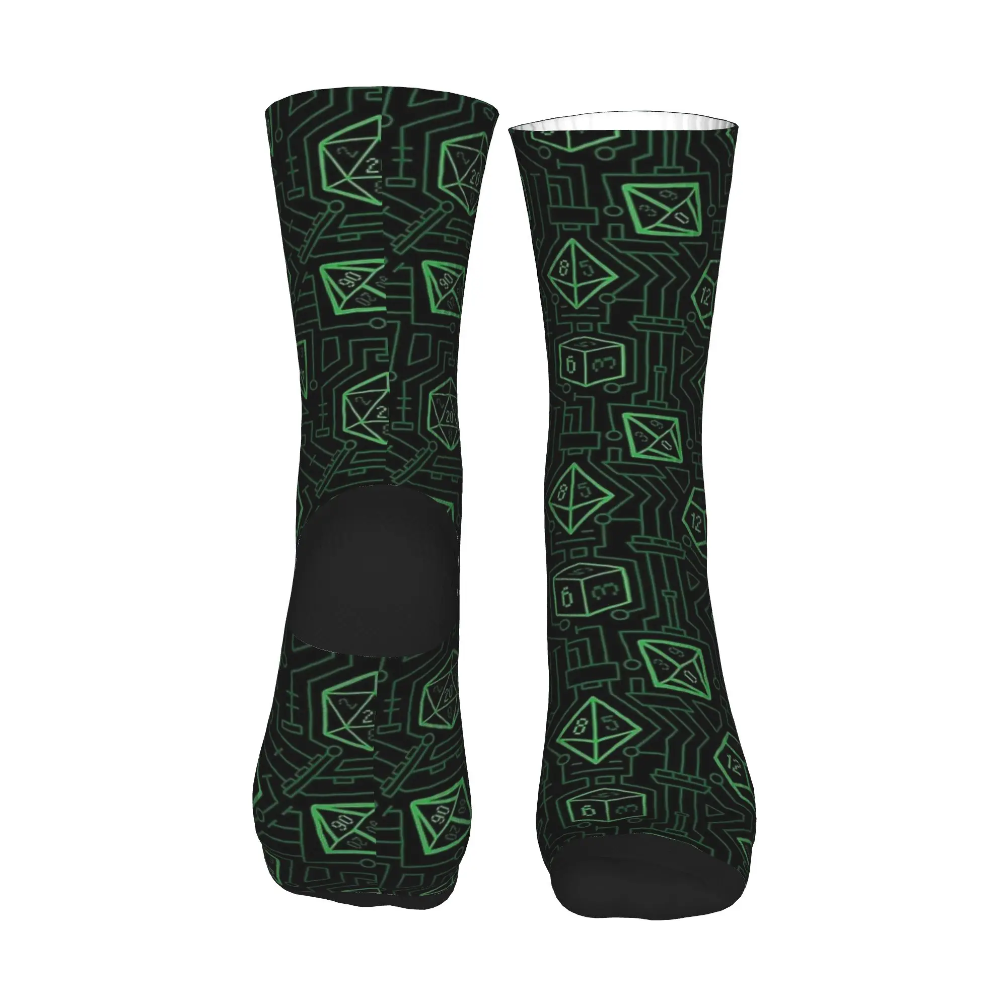 Tech D20 Pattern Green Socks  Printed Stockings Anti Skid Men's Socks High Quality Autumn Trendy Outdoor Socks