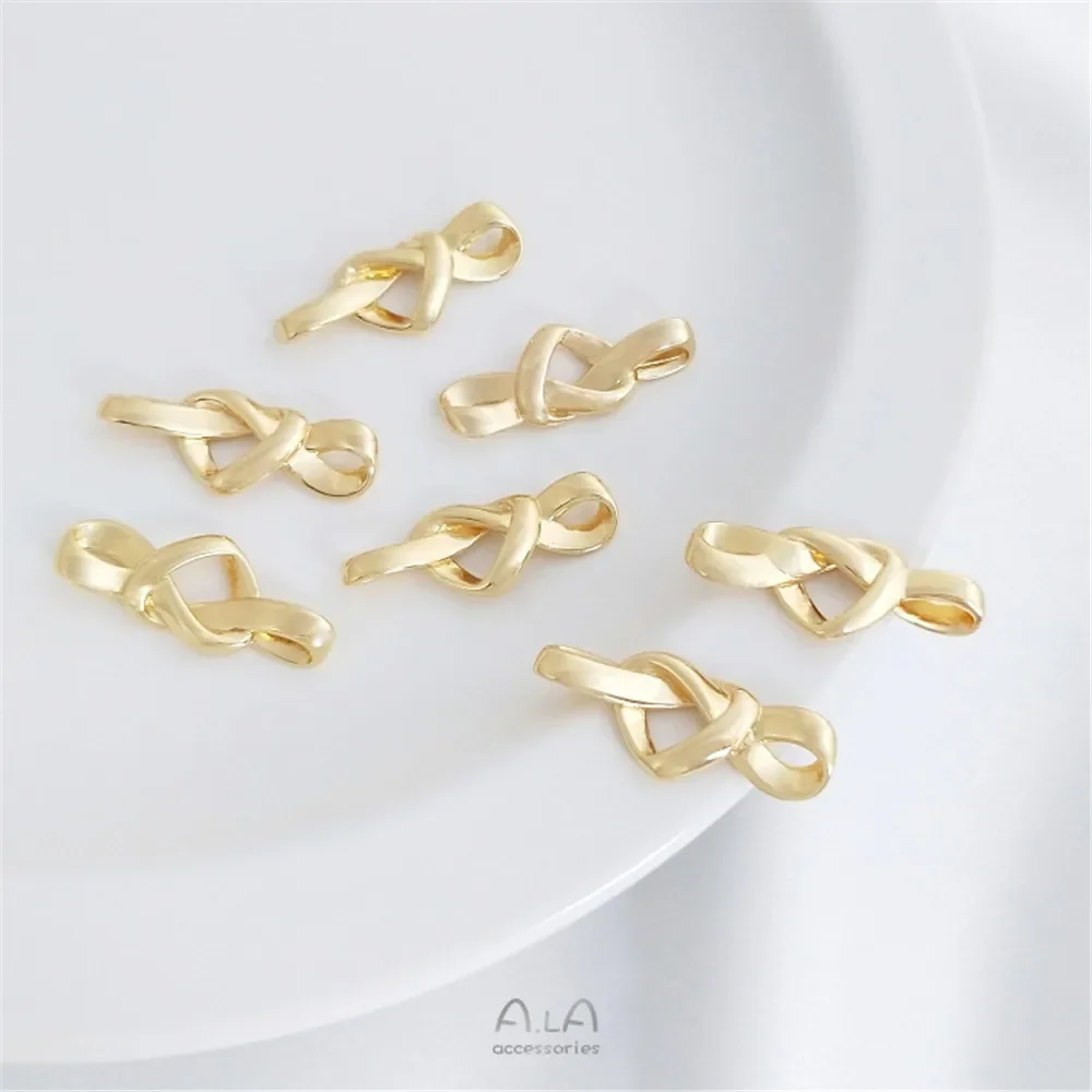 

25.6x10mm 1pcs 14K Gold Plated heart knot attachment bow accessory handmade diy necklace bracelet accessories