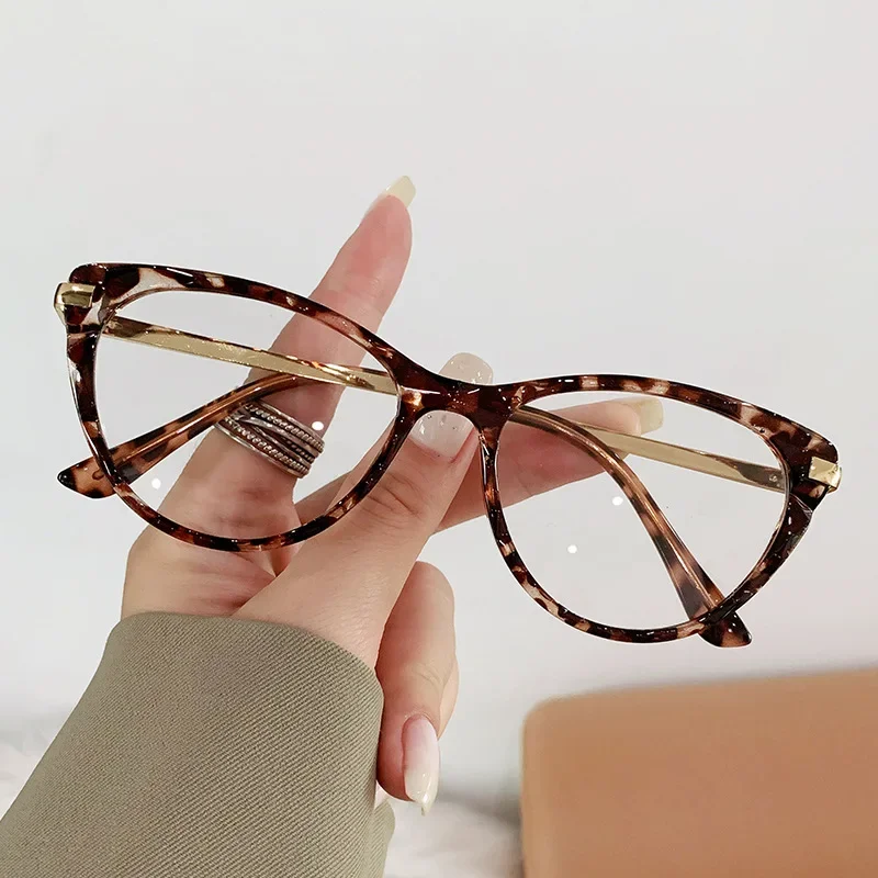 Cat Eye Optical Glasses Women Crystal Frame Anti Blue Glasses Myopia Prescription Eyeglasses Frames Ladies Blue Light Glasses