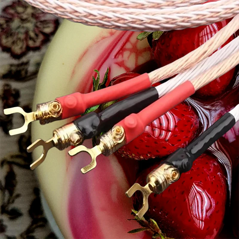 

Hi-Fi Y-Spade Connector Cable: 16-Strand Cryogenic OFC, Double-Shielded for Vibration Control​