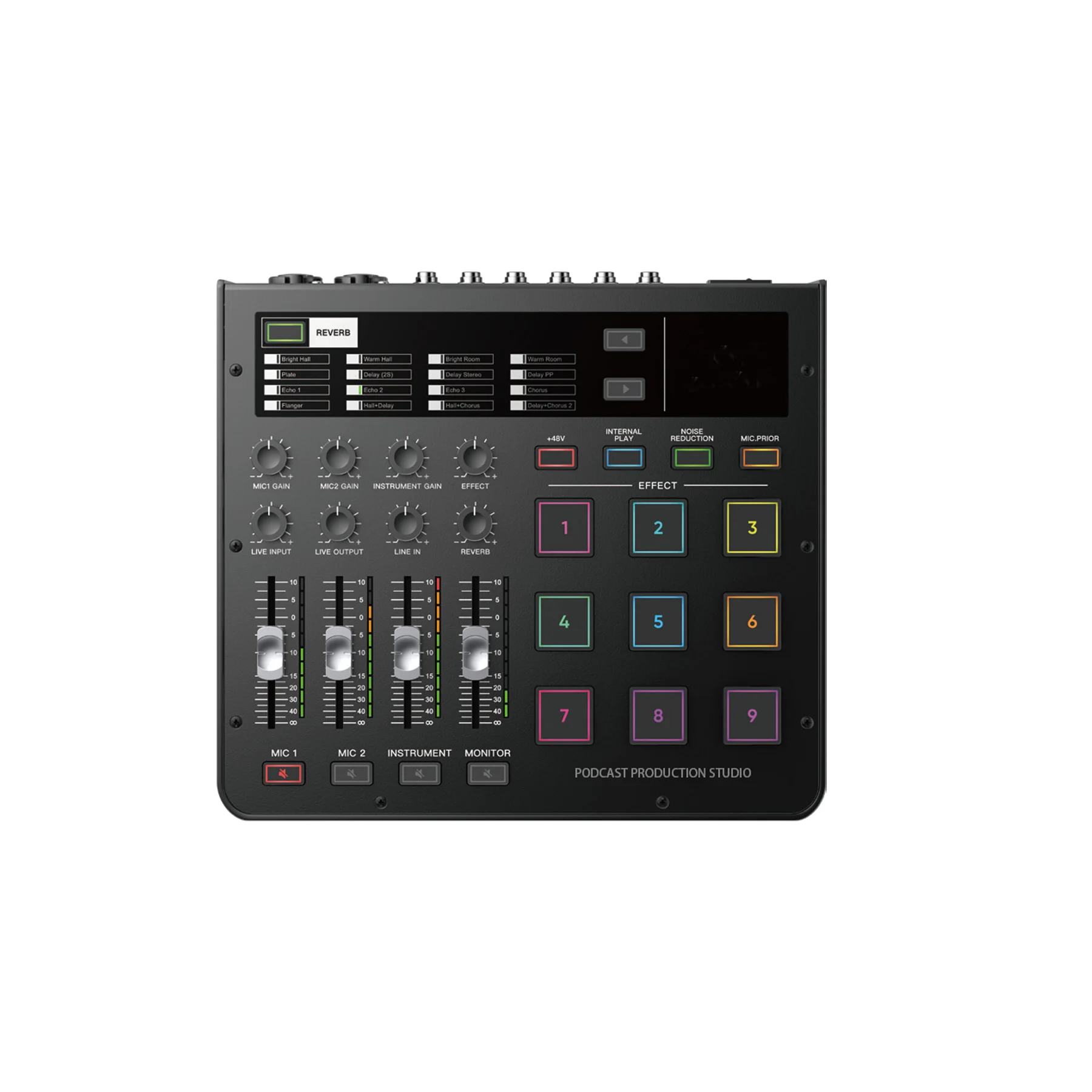 Digital audio mixer for microphone/instrument/volume monitor, powered by a 5V/1A connection public address mixing console