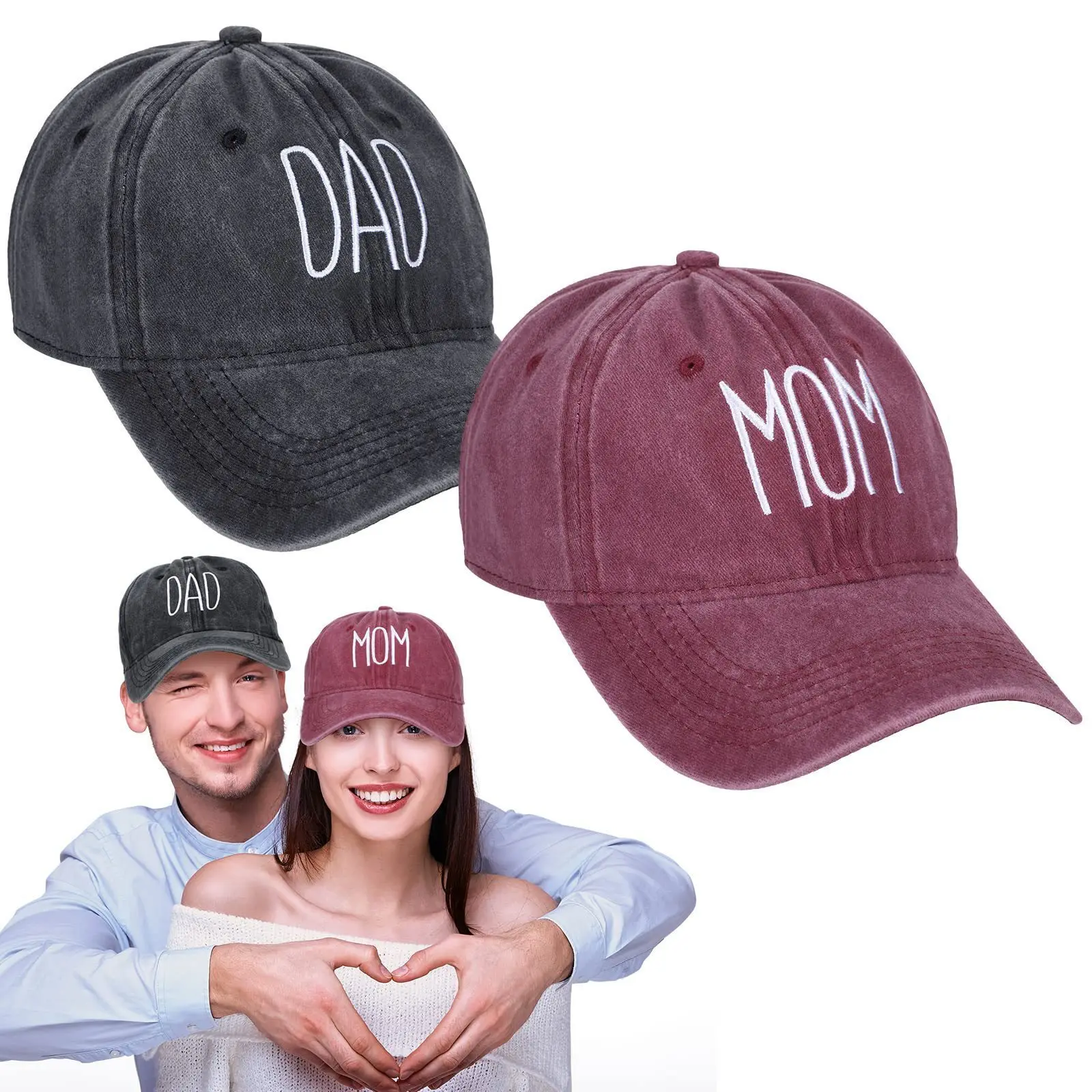 

Washed Cotton DAD MOM Embroidered Baseball Vintage Duckbill Cap Fashion Couple Hip Hop Hat