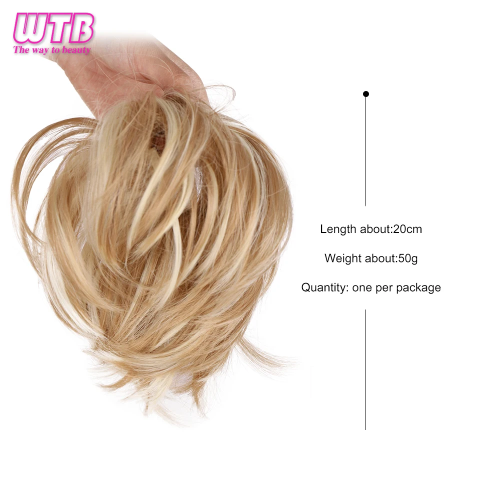 Synthetic Elastic Messy Bun Fake Hair Chignon Curly Scrunchie Updo Donut Hairpieces Bands Bundle Tail Blonde Hair For Women