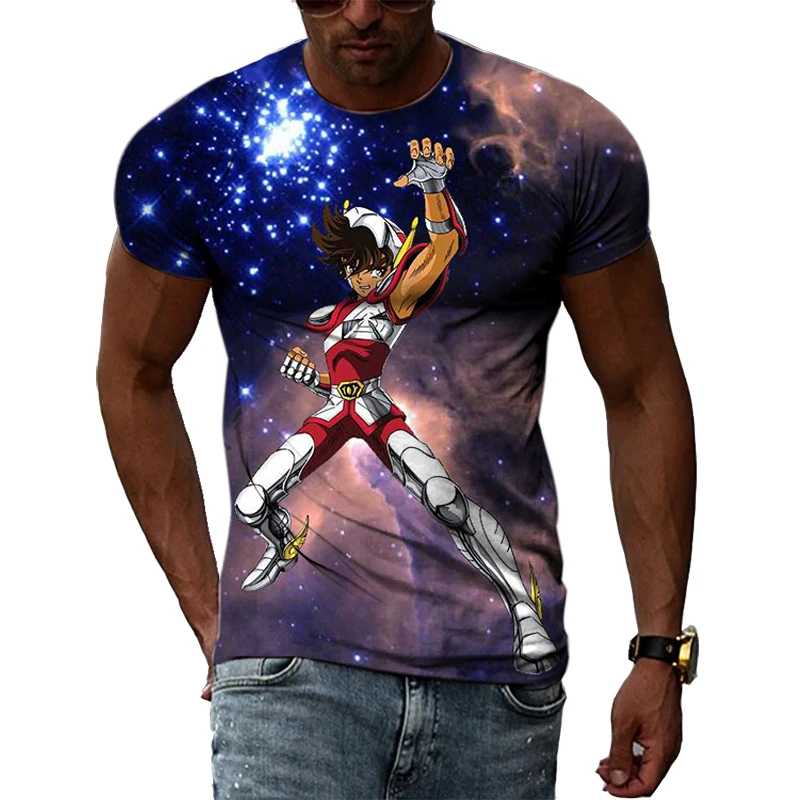 Golden Warrior Saint Seiya Animation Theme Cool 3D Printed Personality Original Men And Women Round Neck Short Sleeve T-Shirt