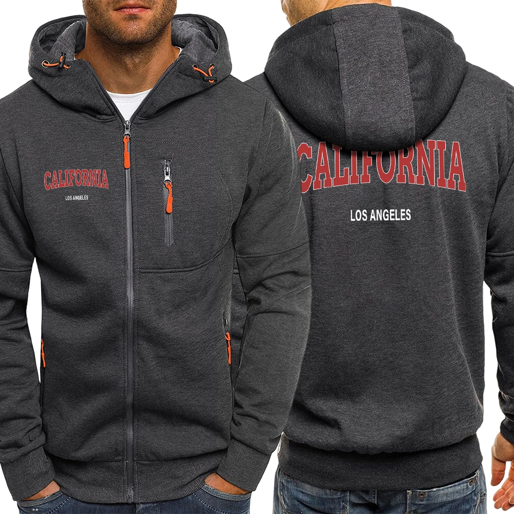 

Usa California City Print Jacket For Men Fashion Soft Hoodies Vintage Street Zipper Autumn Fleece Casual Man Creative Clothing