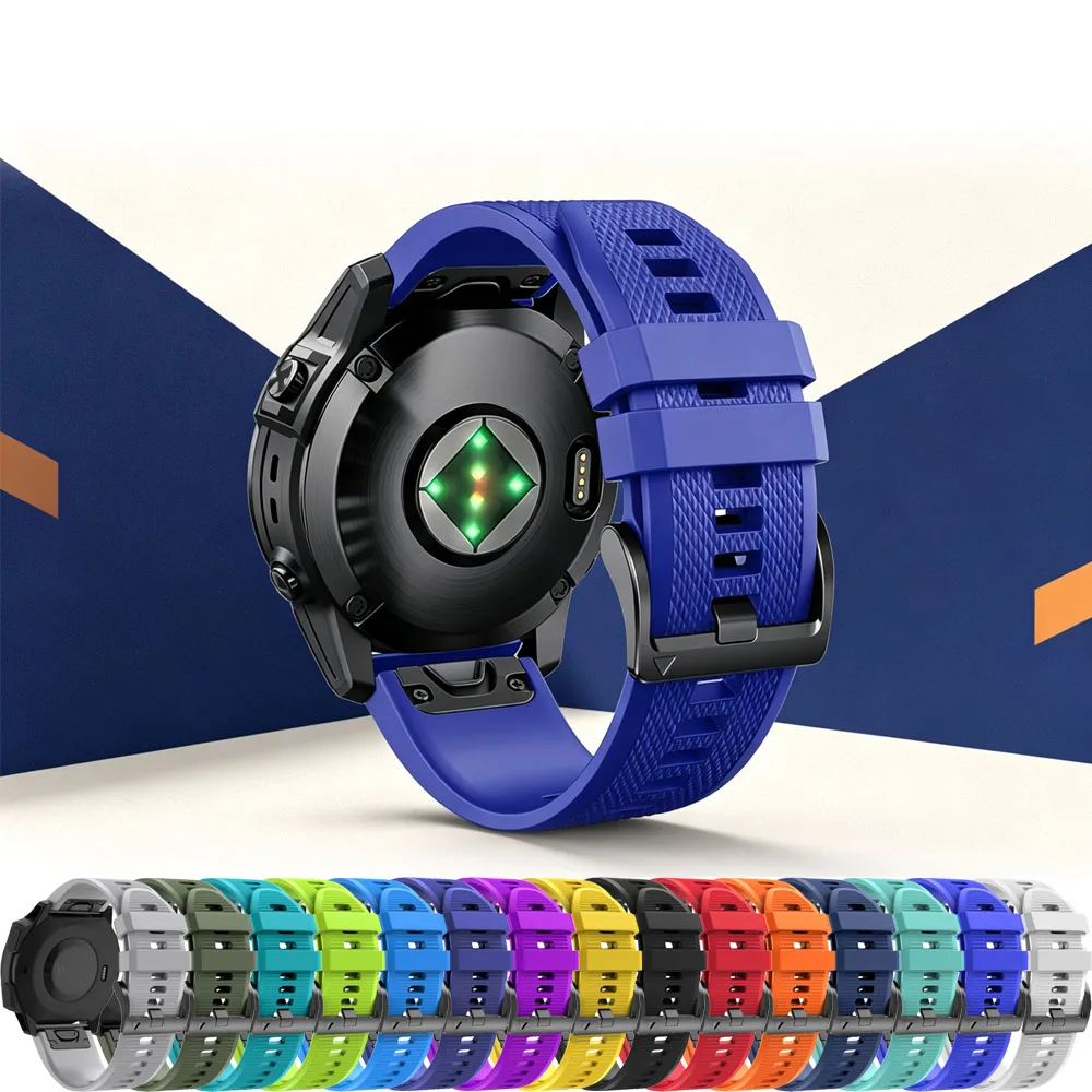 QuickFit 26 22mm Silicone Strap For Garmin Fenix 8 8Pro E 7 7X 6 6X 5X 5Plus/Epix Pro 47mm 51mm/Enduro soft replacement strap