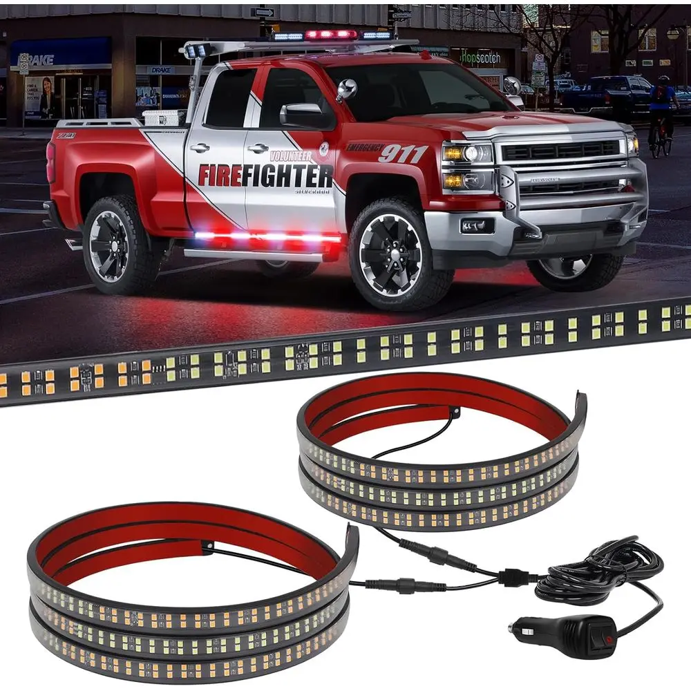 

2PCS 70 inch Truck Ency Lights Strip 864 LED Running Board Strobe Lights Red White ireighter Lights lashing Warning Saety Waterp