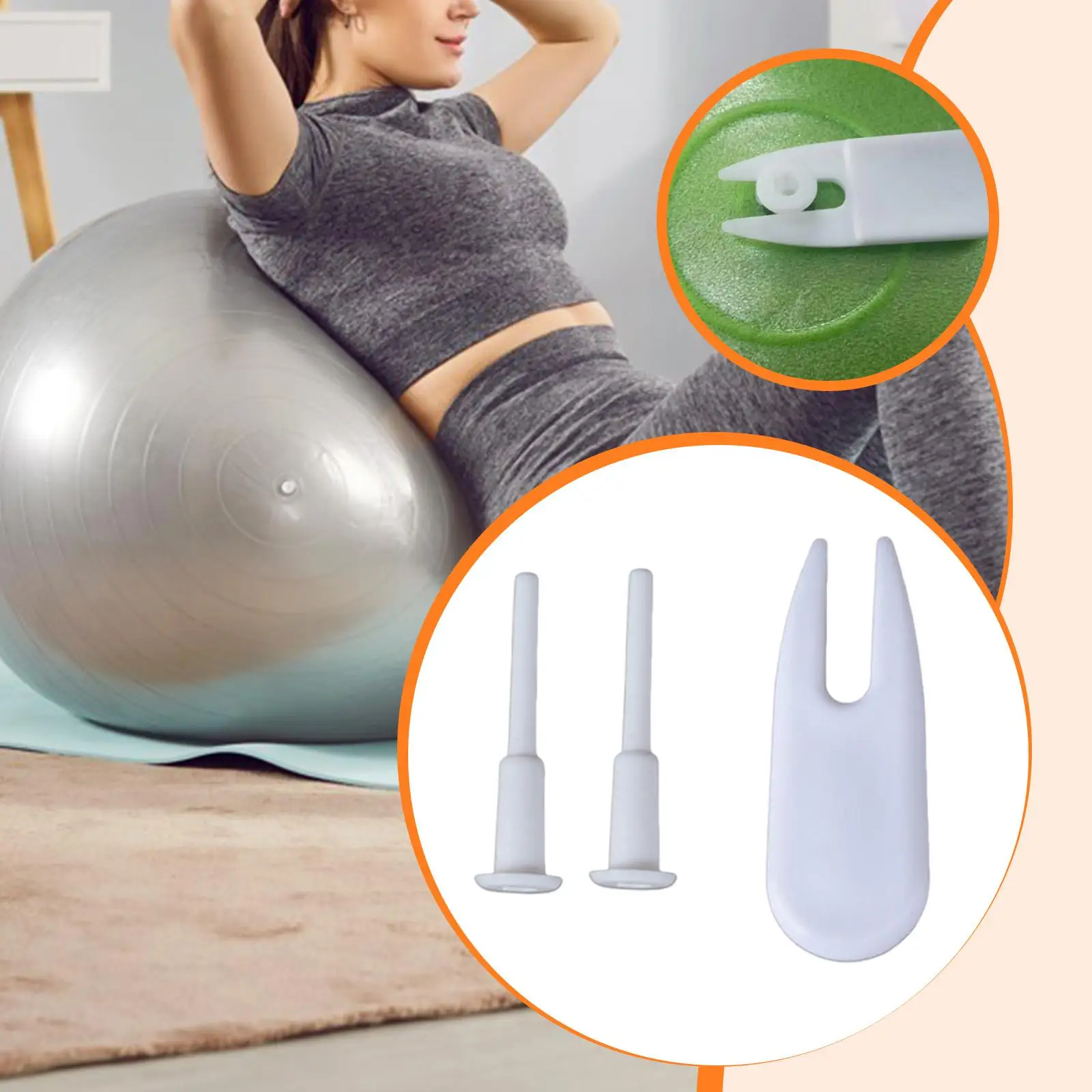 Fitnessball Luftstopper-Set: Langlebiger Kunststoffstopfen und Abzieher für Yoga-Balanceball zum Aufblasen