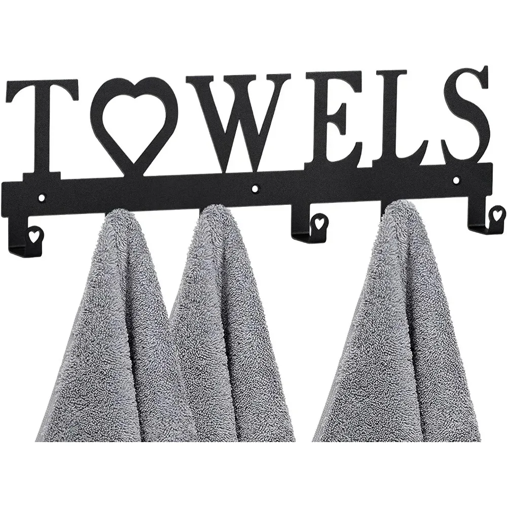 CIFBUY Metal Wall Art Stainless Steel Towel Holder Rack Wall Mount Hooks Hanging Decor for Home Bathroom Kitchen Rustic Gift