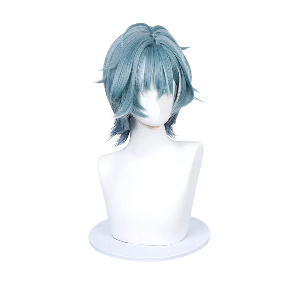 Freminet Genshin Impact Cosplay Wig Blue Gradient Short Layered Hair Heat Resistant Synthetic Wig For Cos Event 2