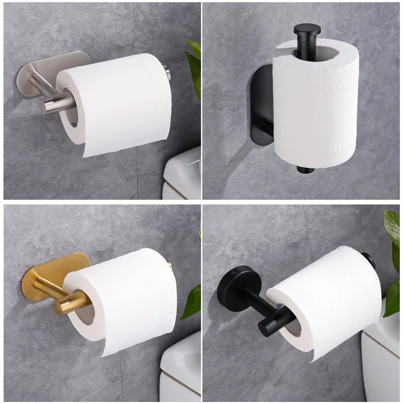 

Self-Adhesive Toilet Paper Holder Wall Hanging Stainless Steel Roll Paper Holder Organizer Towel Rack Kitchen Bathroom Accessory