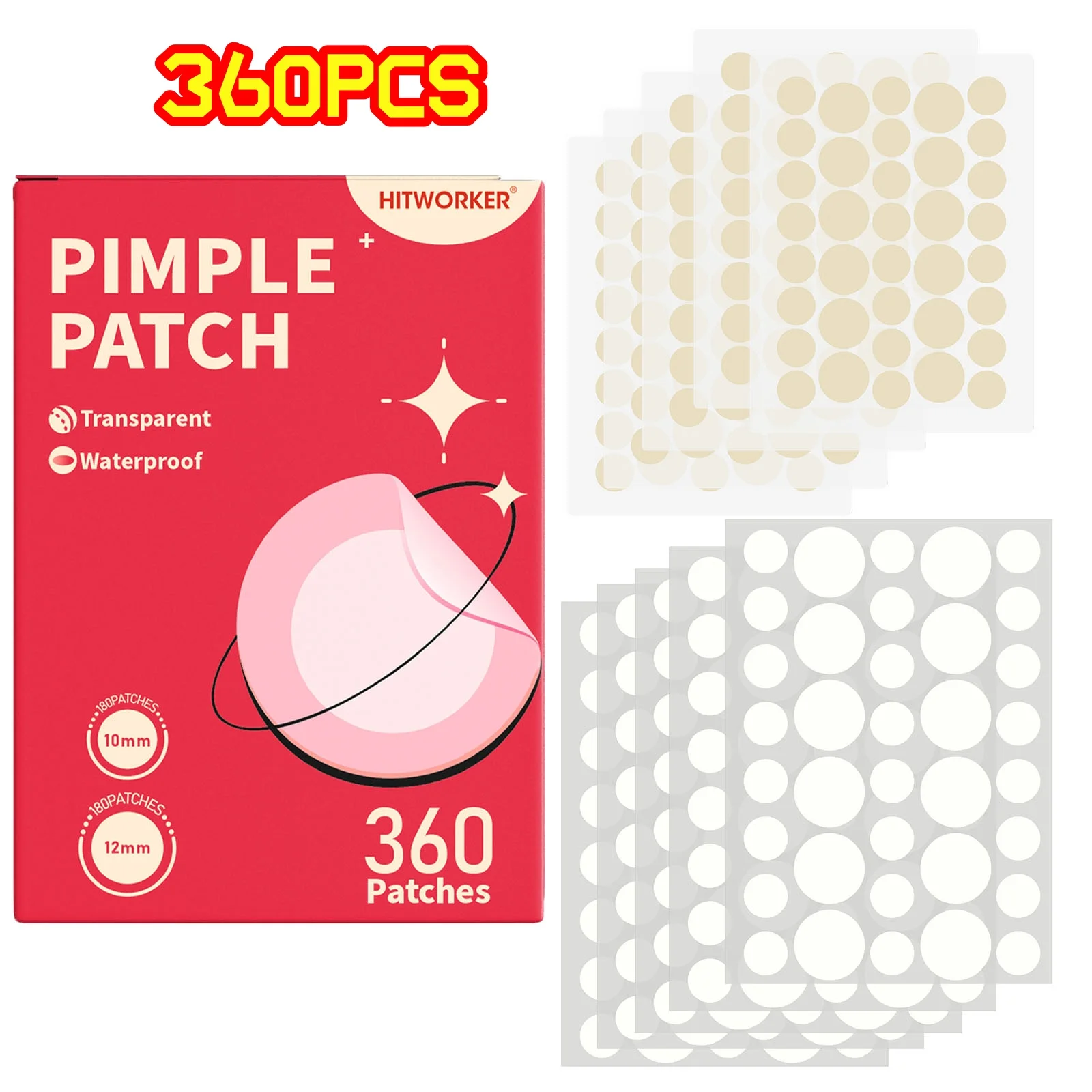 360Pcs Hydrocolloid Blemish Patches Transparent Round Face Stickers Waterproof Skin Care Patches