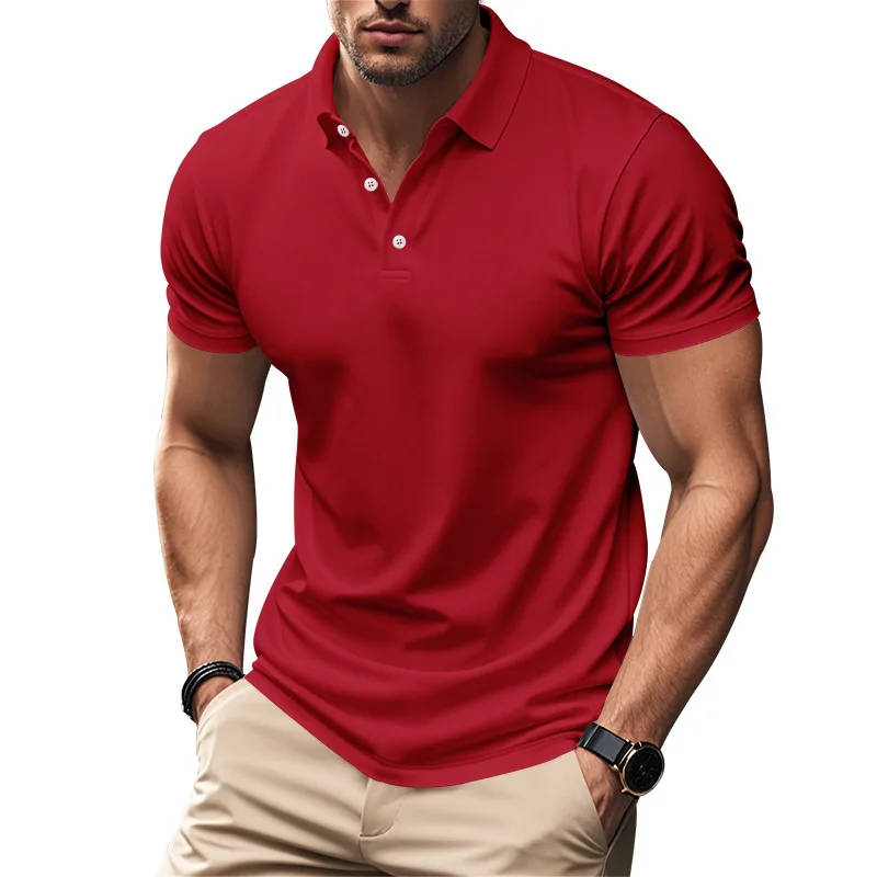 Men's Simple Quick-Drying Polo POLO Shirt Golf Type Men's Gentleman Loose Breathable Lapel Short