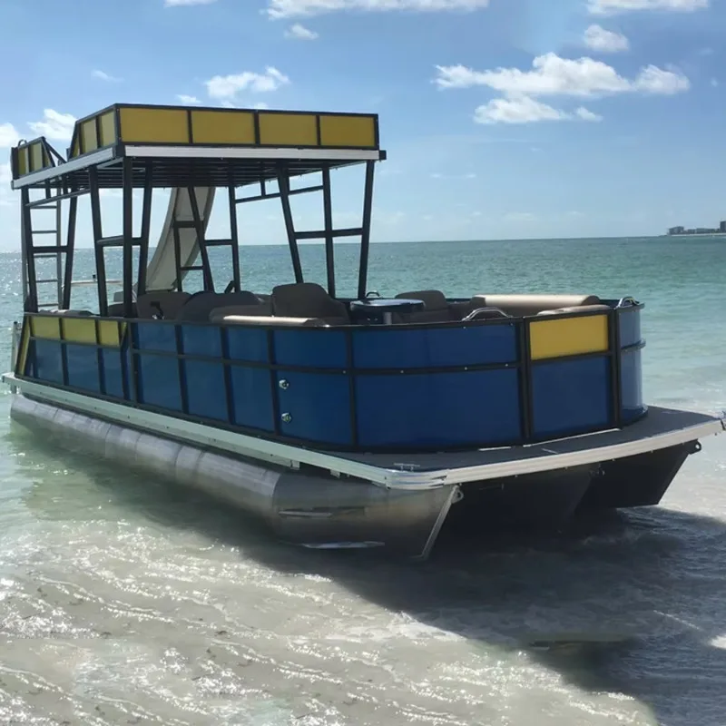 FL Customized Wholesale Built Double-Deck Aluminum Pontoon Boat With Outboard Motor