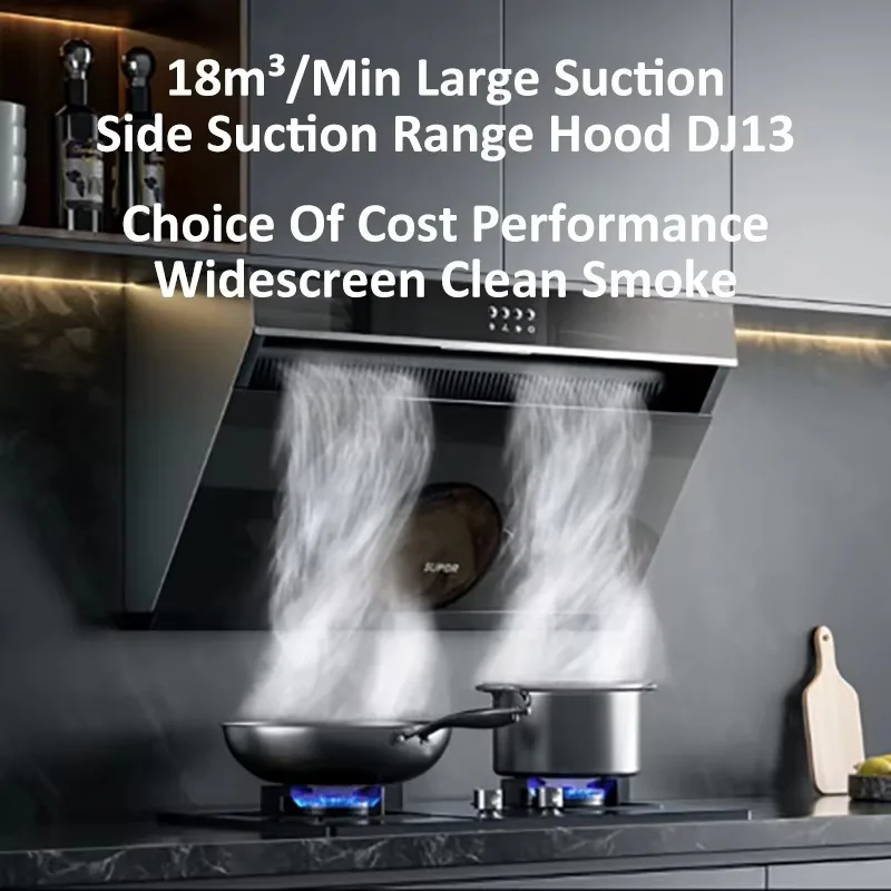 Large 18 Cubic Meter Power Vented  Range Hood Touch Screen Electric Side Suction Powerful Exhaust For Home Kitchen Use