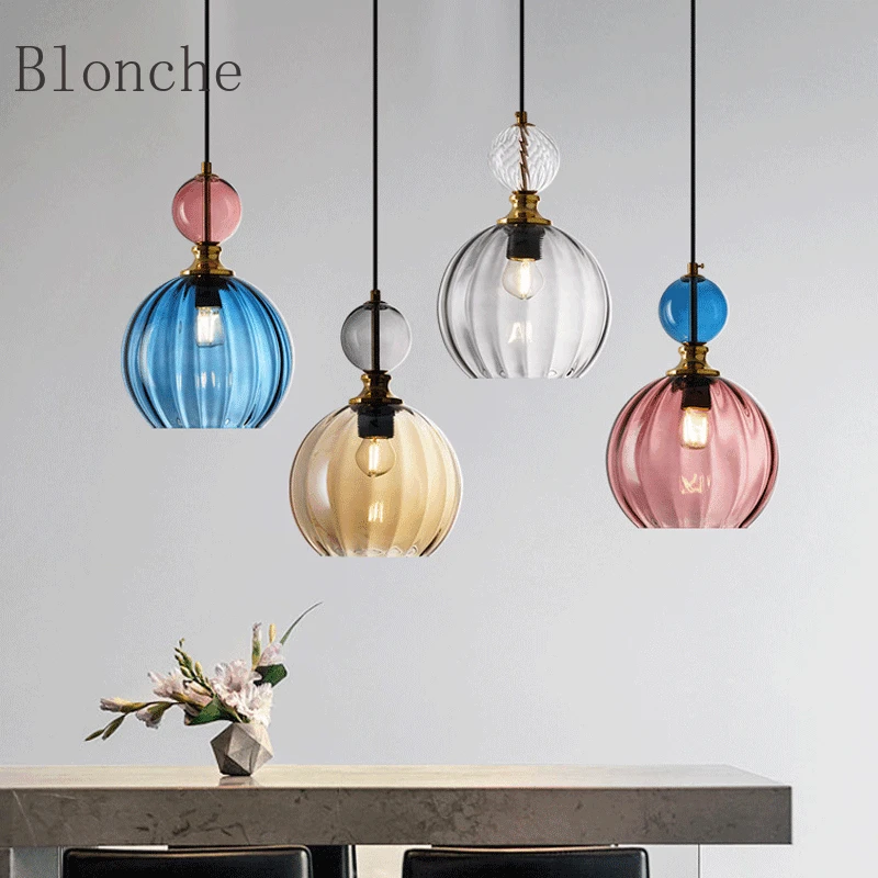 

Nordic Candy Pendant Lights Modern Creative Hanging Lamp for Living Room Bedroom Children's Room Glass Luminaira Home Fixtures