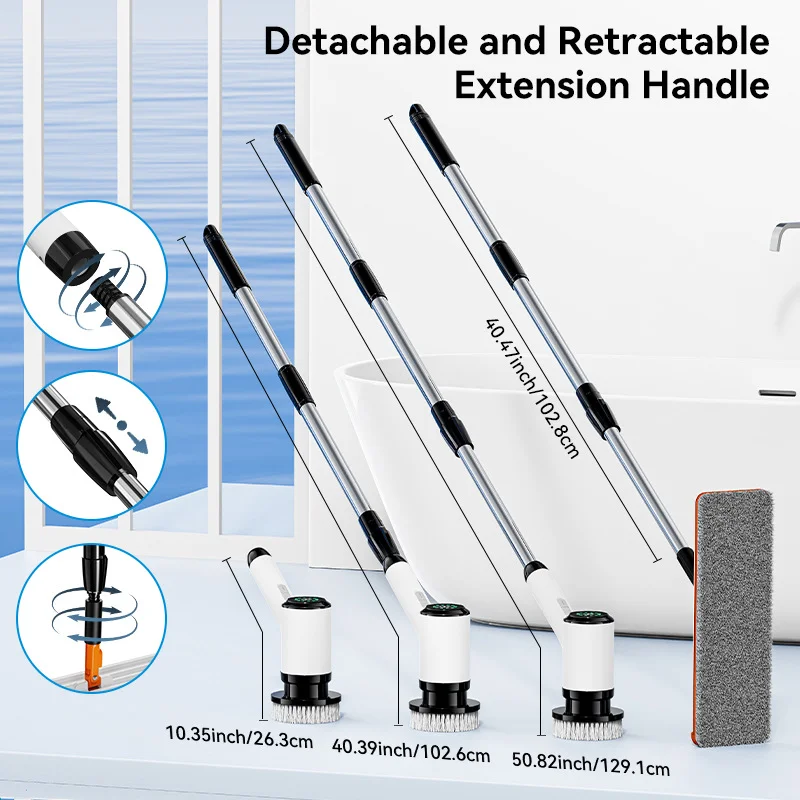 

Электрическая щетка для чистки, устройство для бытовой чистки, беспроводная вращающаяся шайба с 7 насадками, 2-скоростная вращающаяся шайба