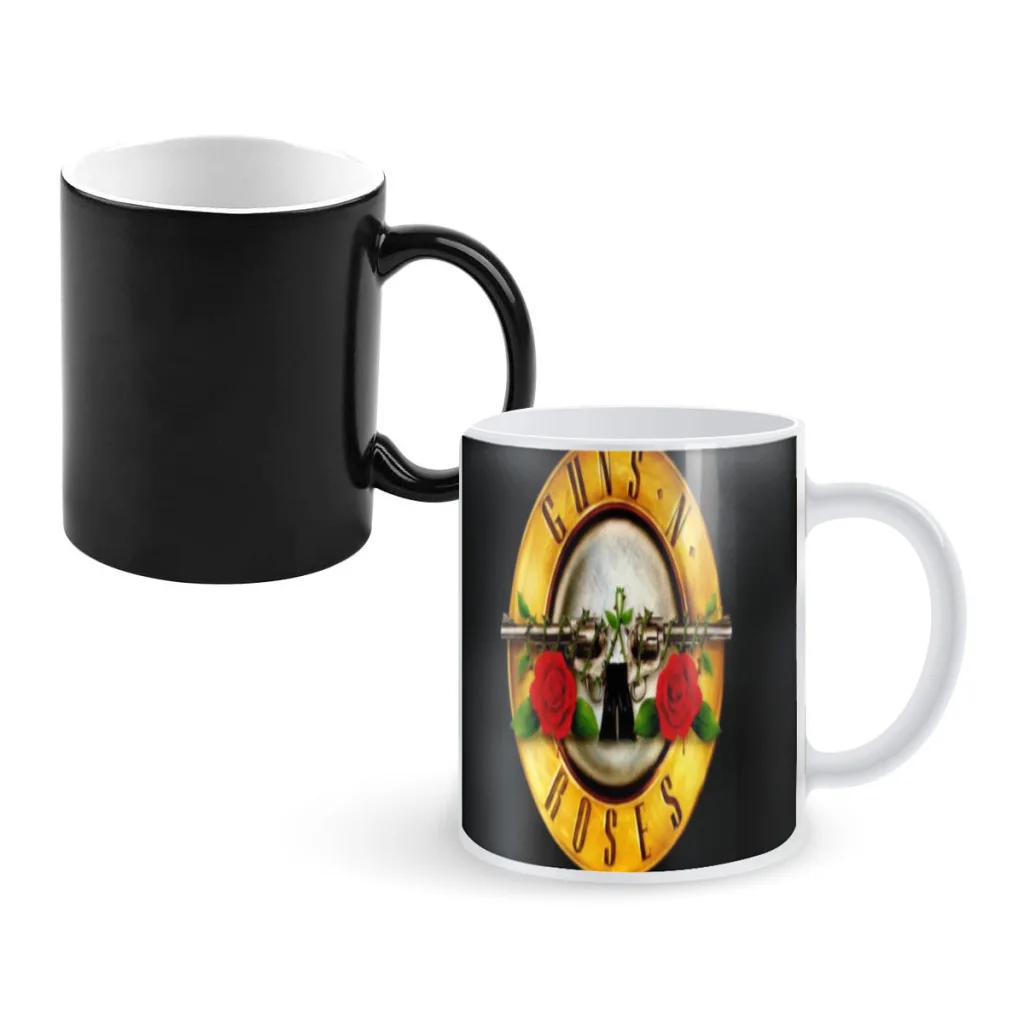 Vintage Rock Music Band G-Guns N Roses Creative Change Ceramic Mug Heat Revealing Coffee Cup Breakfast Cup Mug Friends Gift