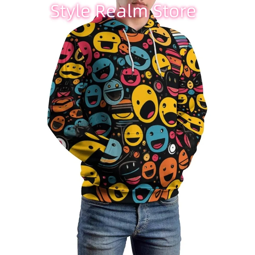 للجنسين الجدة الوجه المبتسم هوديس البلوز مضحك الكرتون نمط طويل الأكمام البلوز هوديي