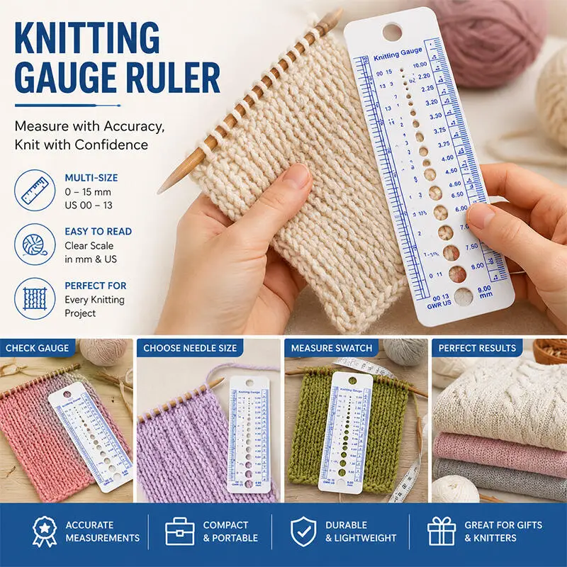 5/3/2/1 Stück Strickzubehör Nadelgrößenmesser in Zoll Nähwerkzeuge Zentimeter 1-10mm Größenmesswerkzeuge – Detail 4