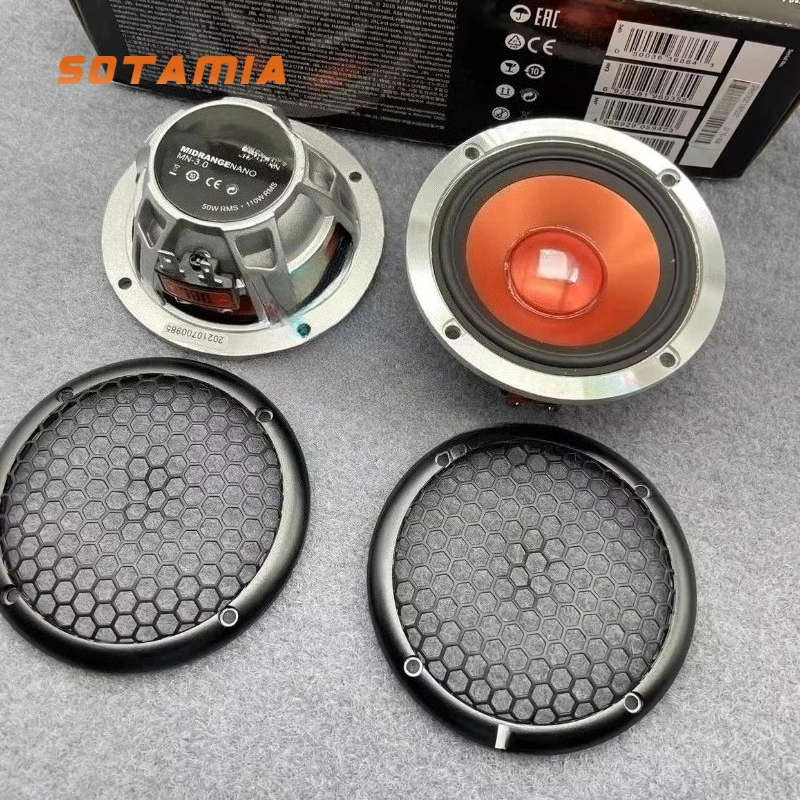SOTAMIA 2pcs 3.5 Inch Midrange Speaker 4 Ohms 50 Watts Center Speaker Upgraded Three Way Audio Bluetooth Sound Boxes