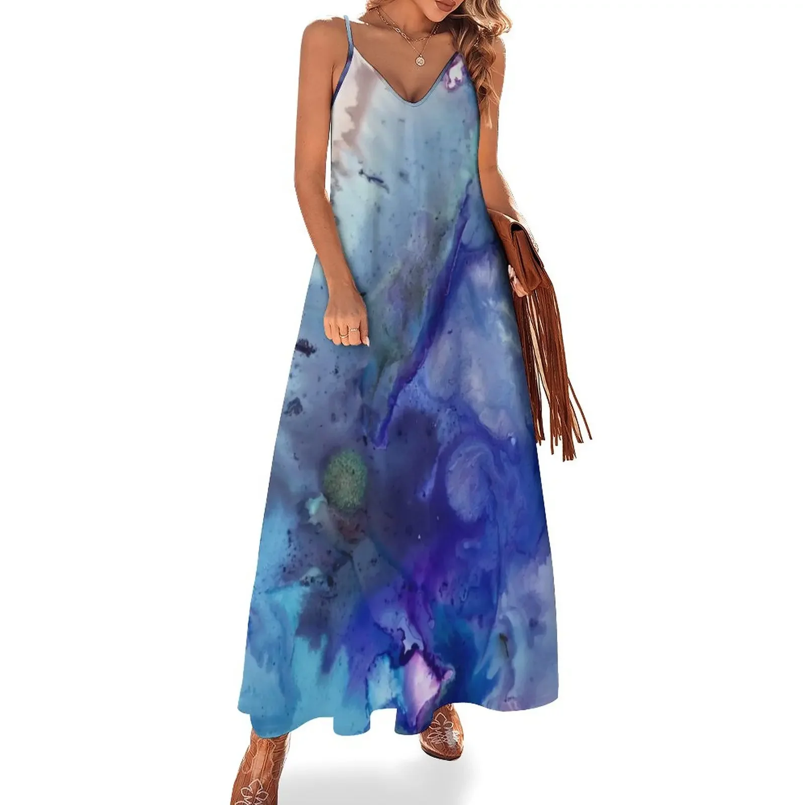 

Cobalt' Alcohol Ink Artwork Sleeveless Dress dress summer 2025 women dresses for official occasions