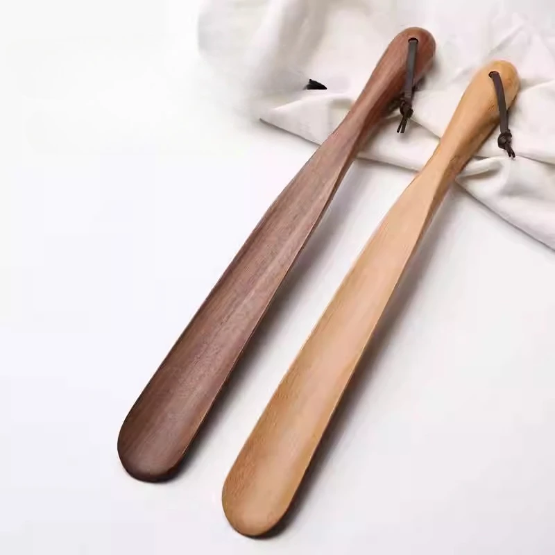 Calzador de nogal macizo, diseño magnético sin curvatura, mango largo para mujeres mayores y embarazadas, herramienta sin cordones fácil de usar en el hogar