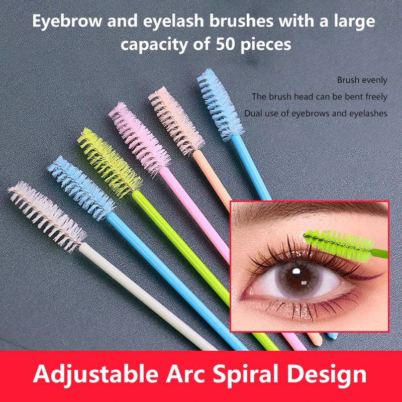 Brosses à cils de poulet de couleur macaron, baguettes de mascara pliables, applicateur de cils, pinceau de maquillage, outil d'extension de cils, 50 pièces