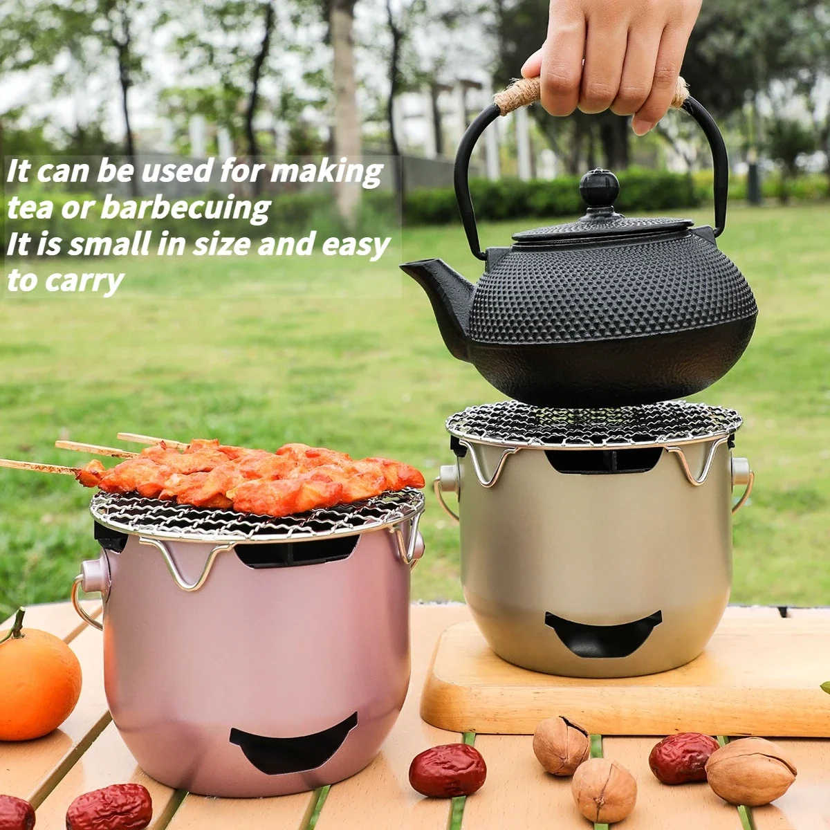 Mini Small Carbon Stove Outdoor Portable Household BBQ Stainless Steel Enclosure Stove Tea Olive Alcohol Korean Barbecue Stove