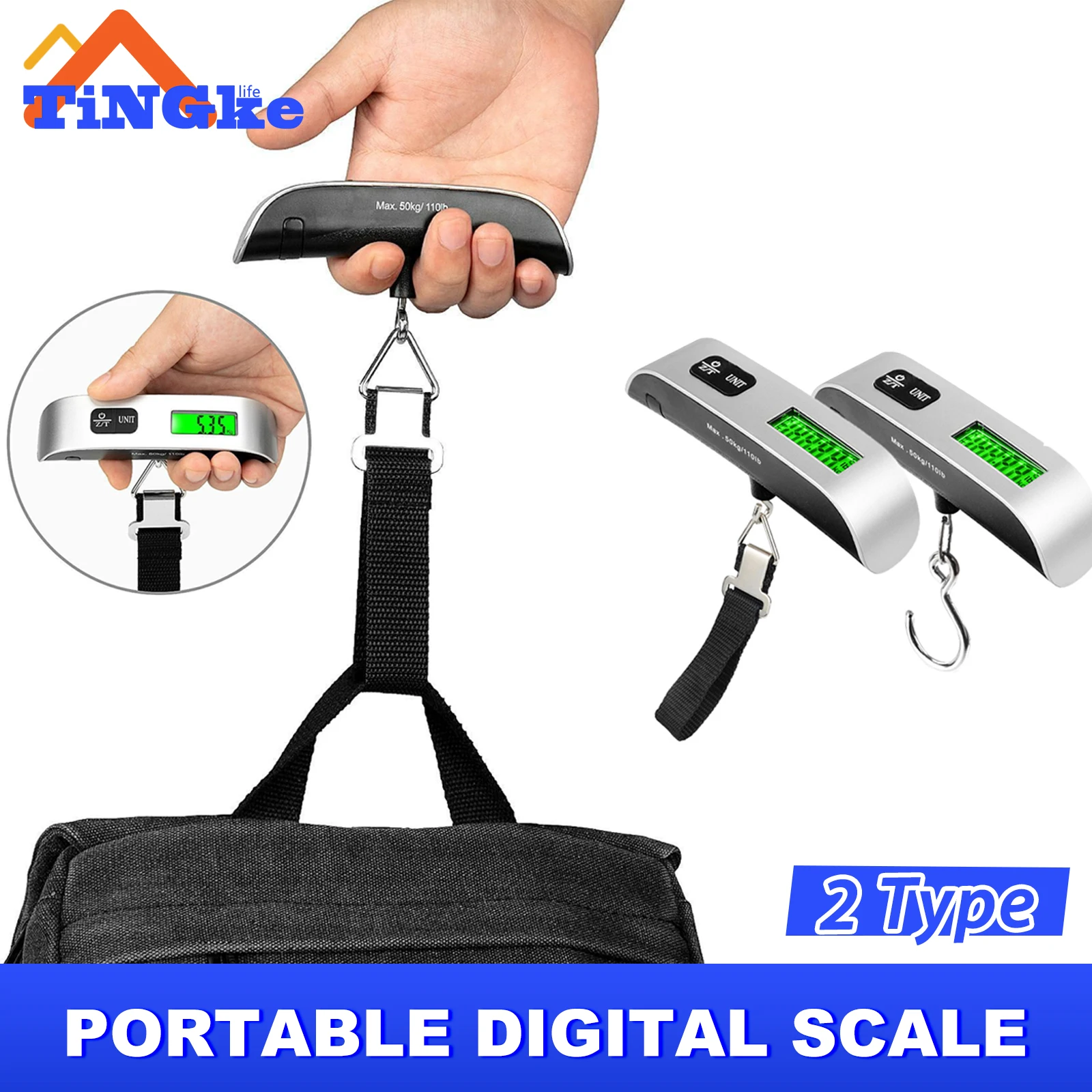 

Portable Digital Scale LED Display 110lb/50kg Electronic Hand Luggage Hanging Suitcase Travel Weighs Baggage Weight Balance Tool