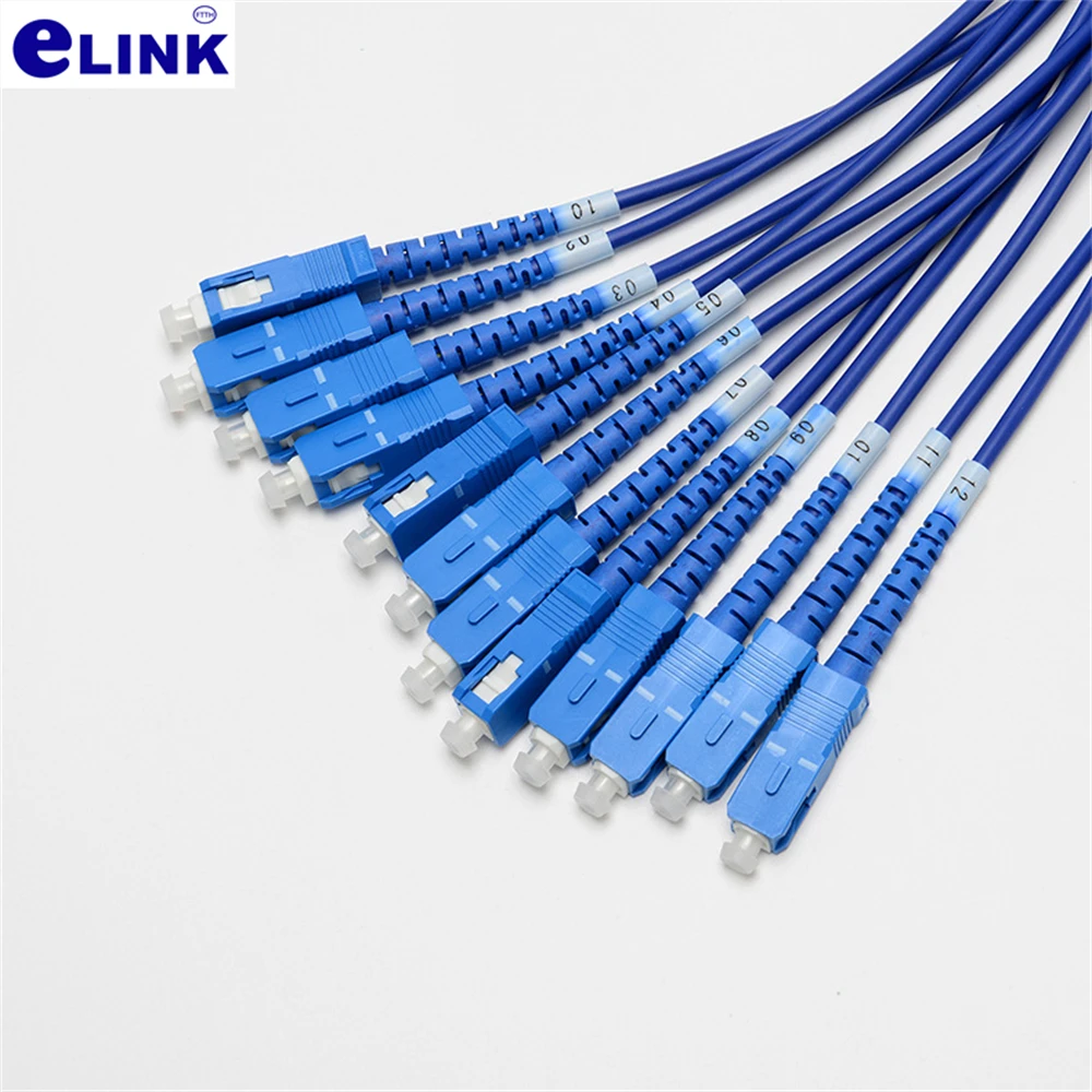 SC สายแพทช์หุ้มเกราะ 12 แกนสีฟ้า 1-40m 20m 30m 10m 15m singlemode 12C LC FC ST APC SM 12 เส้นใยจัมเปอร์ใยแก้วนําแสงกลางแจ้ง