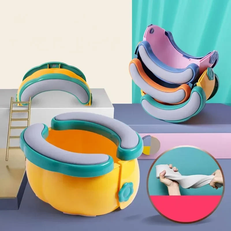 Baby Toilet Portable Travel Baby Potty Foldable Kids Potty Training Seat Easy to Clean With Storage Bag and 20 Garbage Bags